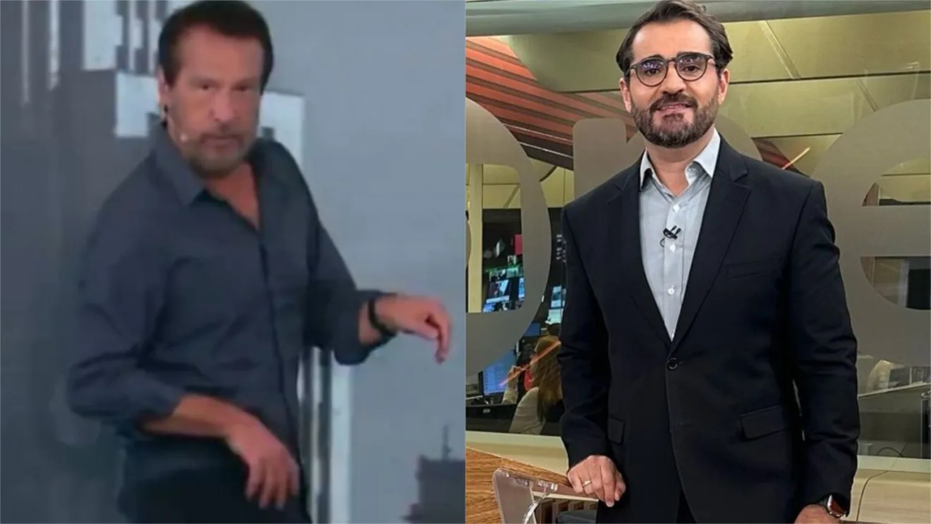 Emílio Surita 'imitou' Marcelo Cosme - Reprodução/Jovem Pan News/GloboNews/Montagem