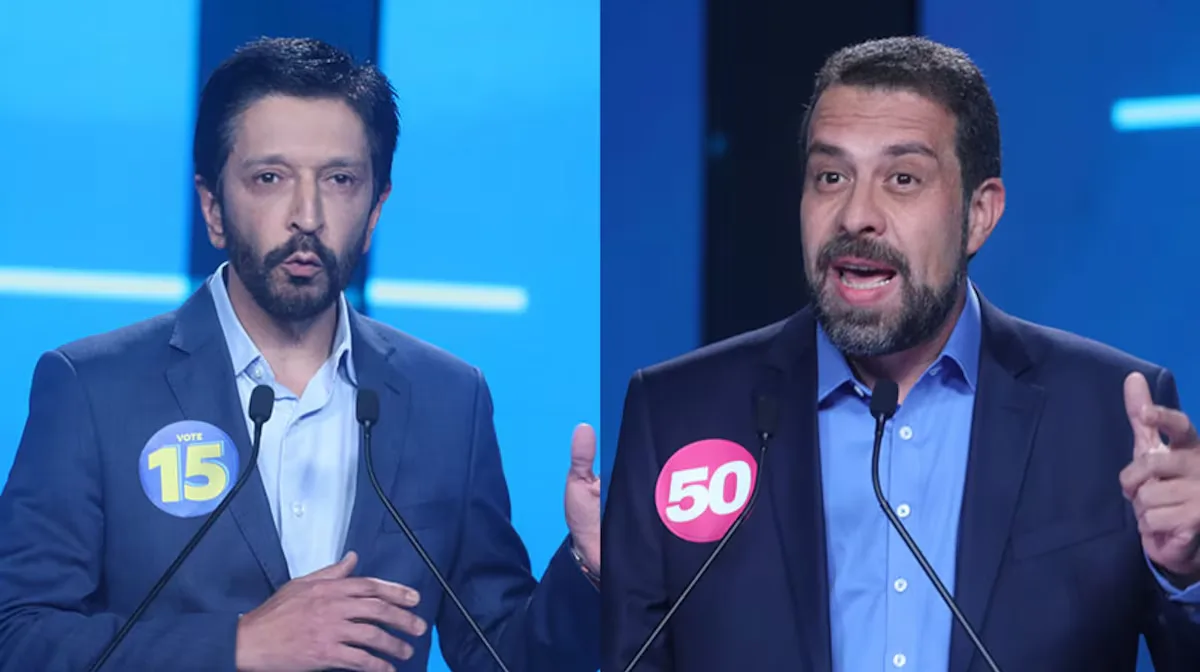 Ricardo Nunes (à esquerda) e Guilherme Boulos durante debate - Divulgação/Montagem